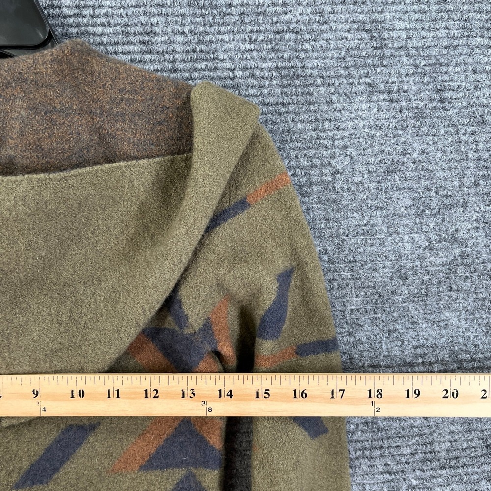 Toad&Co Merino Wool Hooded Cardigan Women S Aztec Print Open Front Sweater Coat - Picture 7 of 10